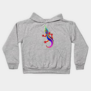 Rainbow Gecko (No Background) Kids Hoodie